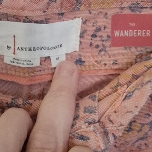 NWOT "The wander" pants by Anthropologie, coral colored with a paisley design. - Picture 5 of 6